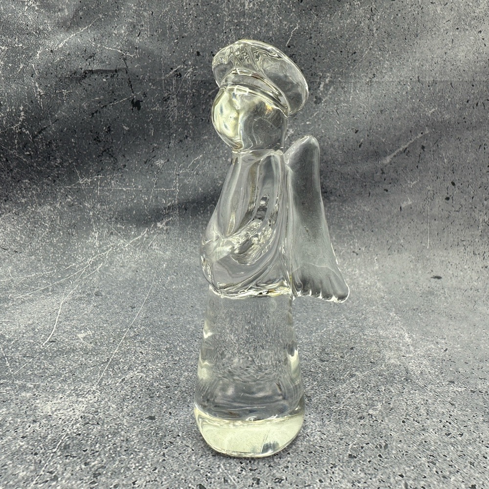 Clear Glass Angel Figurine 4.75" Inch Religious Decorative Serene Elegant MCM